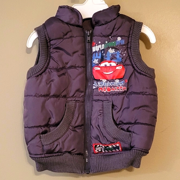 Disney baby Lightning McQueen grey puffer nylon vest - Picture 1 of 4